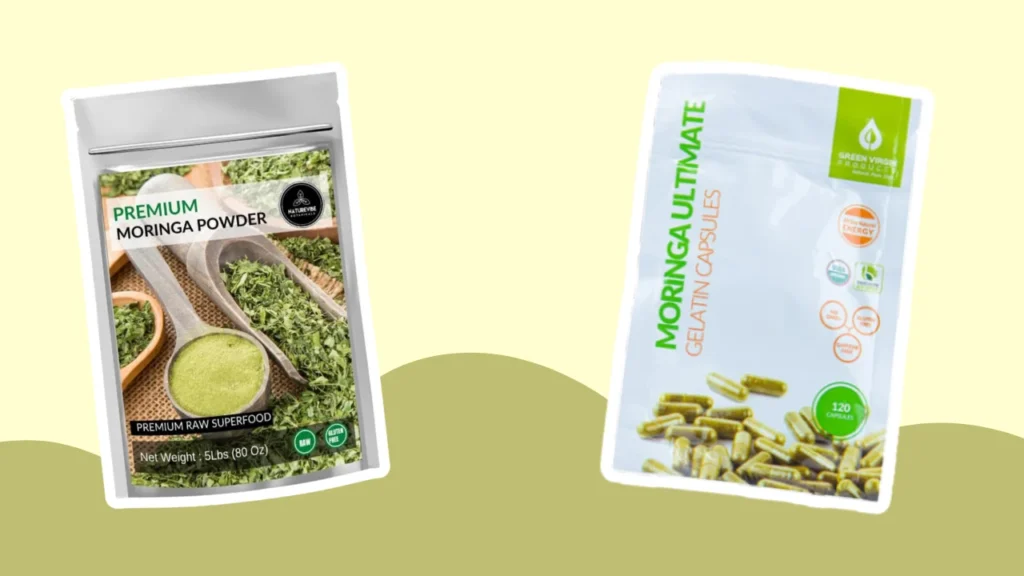 Naturevibe Botanicals Moringa Powder vs. Green Virgin Products Moringa capsule and powder