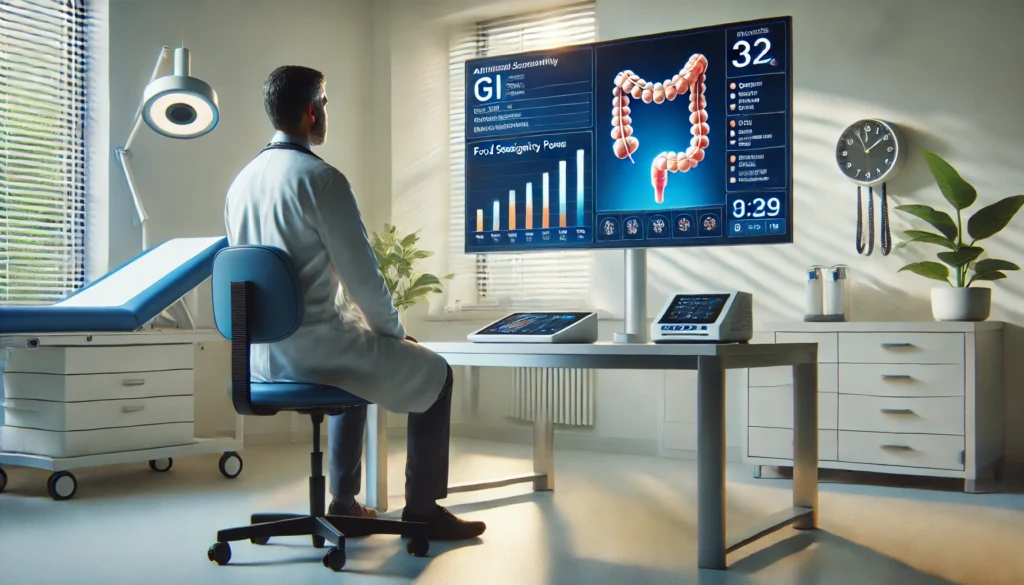 Doctor reviewing advanced GI test results with patient to identify root digestive causes