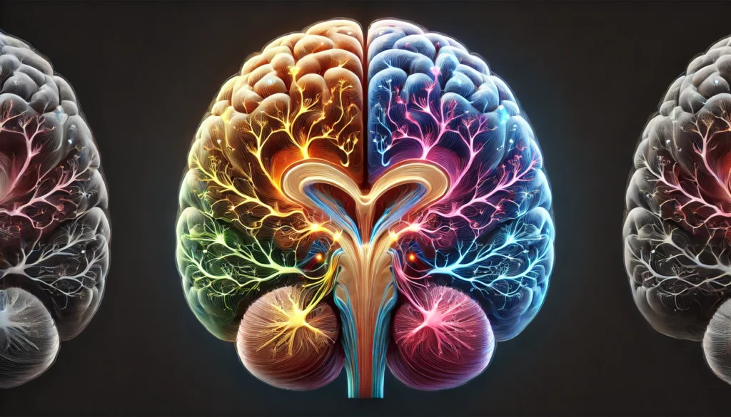 Anatomical brain visualization highlighting regions related to cognitive brain damage symptoms