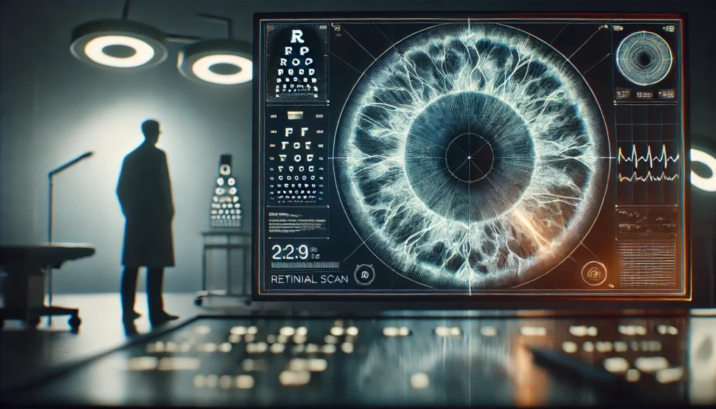 High-tech retinal scan detecting early Alzheimer vision problems in advanced diagnostic setting