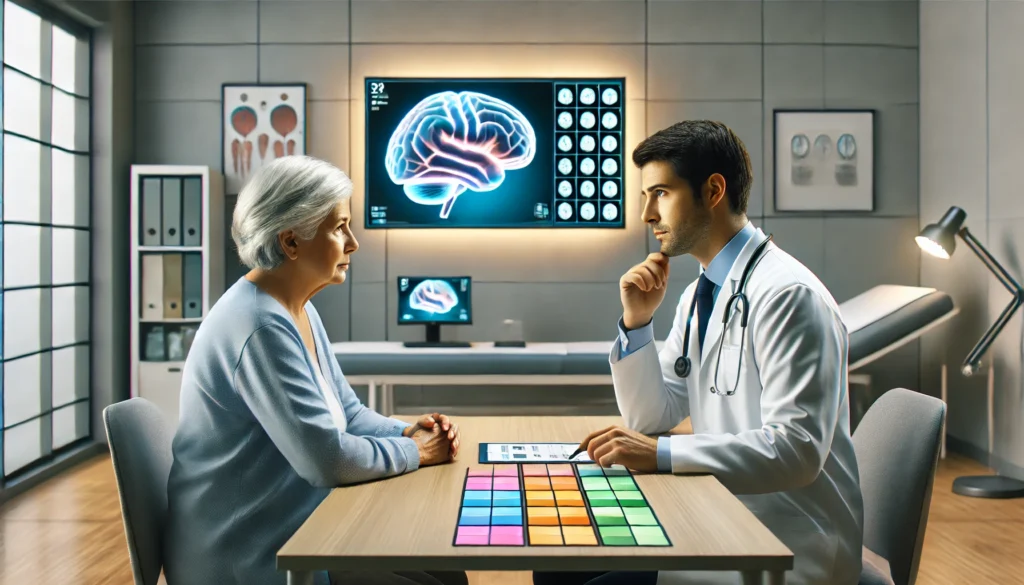Cognitive testing and brain imaging used for early diagnosis of dementia in a clinical setting.