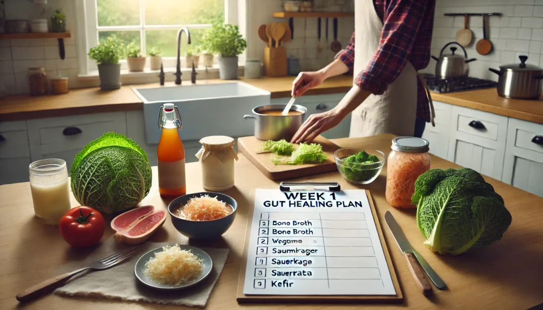 Person preparing a gut-healing meal during a two-week protocol to heal leaky gut in 2 weeks