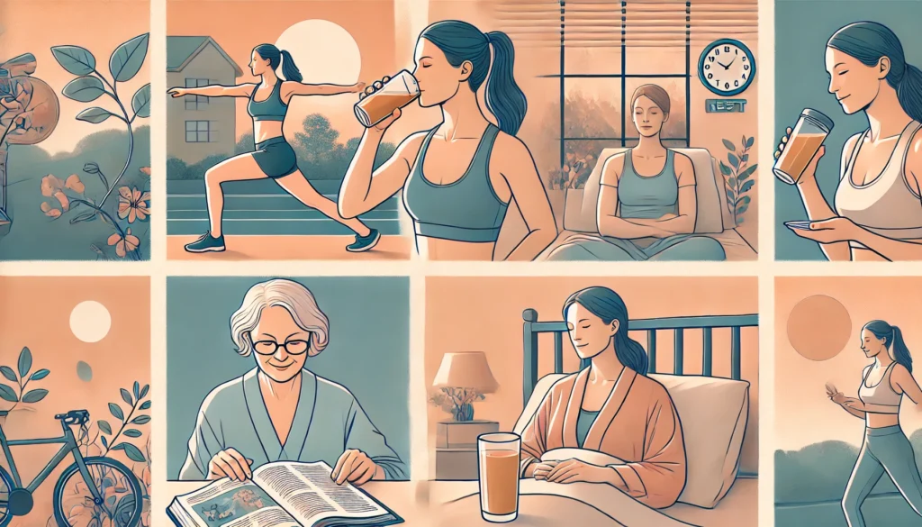 Collage showing people benefiting from MCT oil before bed including fasters, athletes, and shift workers