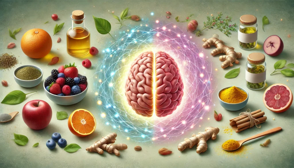 MCT polyphenols supporting gut-brain axis shown through visual energy link between brain and gut