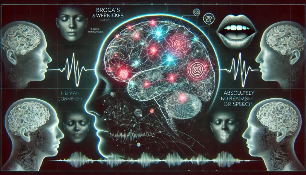 Neural-themed mesh entangling five cognitive word bubbles representing five words you pronounce wrong before dementia.