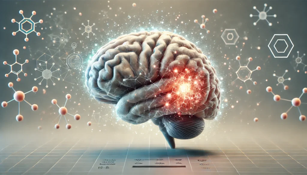 Cross-section of fatigued brain with overactive amygdala illustrating neurological causes of my brain is fried