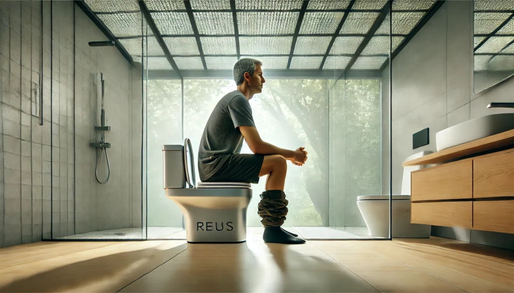 Adult using footstool for healthy posture to prevent why is my butt leaking