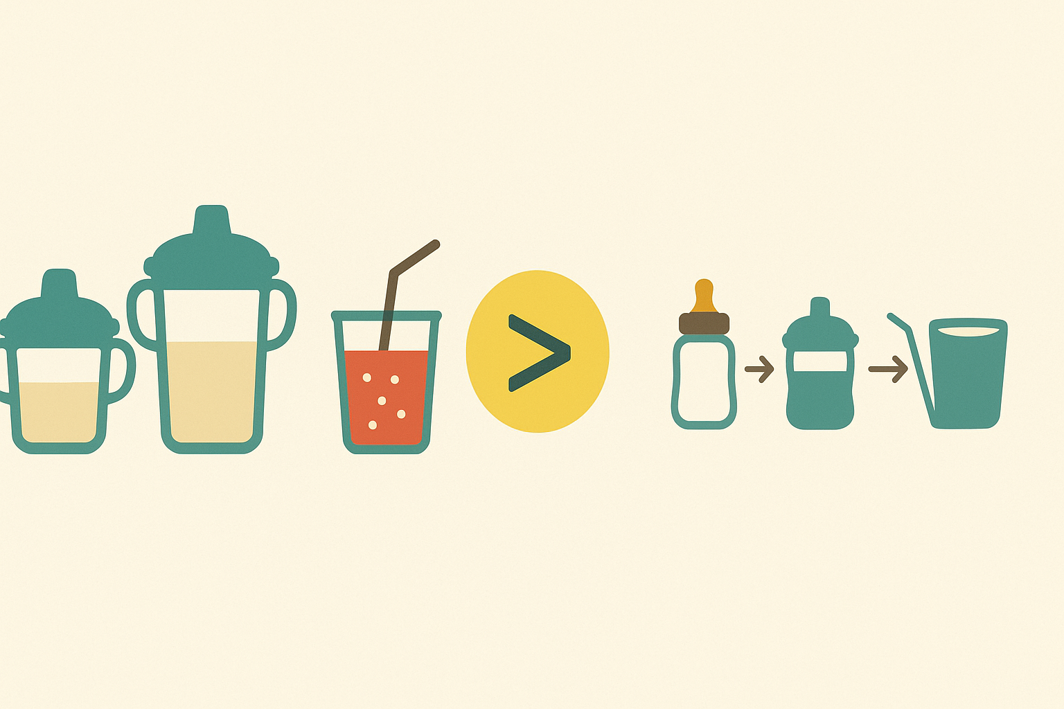 Infographic illustrating sippy cup usage by age, sugary drink vs. water intake, and cup transition stages to explore are sippy cups bad for toddler health