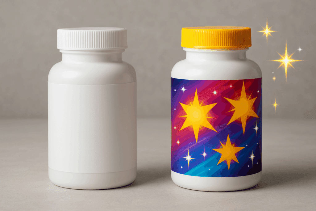 Side-by-side comparison of two supplement bottles, one with a clean design and the other with flashy colors, illustrating contrast in boost up supplement reviews.